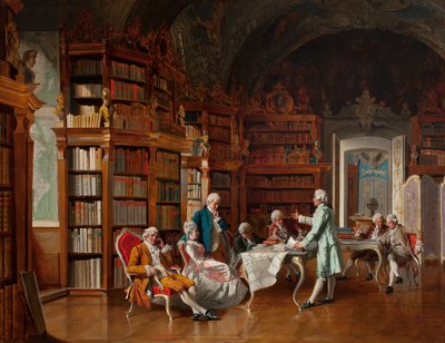 図書館の風景 19世紀後半 油彩・パネル 作： Johann Hamza