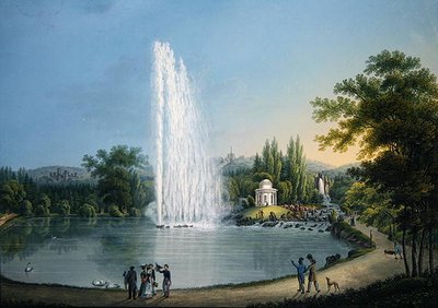 大噴水」1820年頃（カラーリトグラフ） 作： Johann Heinrich Bleuler