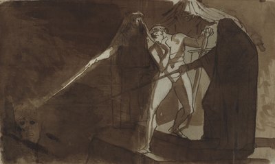 マクベスと三人の魔女。 シェイクスピアのマクベス、IV、1のイラスト 作： Johann Heinrich Füssli