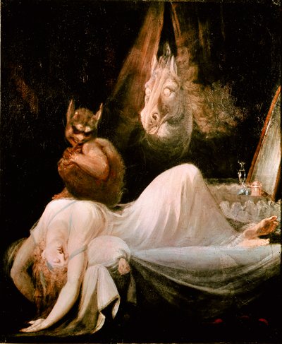 スイス派のヨハン・ヘンリッヒ・フースリ（1741-1825）の「悪夢の絵 作： Johann Heinrich Füssli