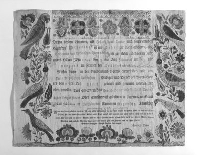 誕生と洗礼の証明書、1786年 作： Johann Heinrich Otto