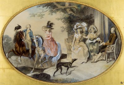 セント・オービン夫人とその家族（ペンと筆と黒インク、紙に水彩とガッシュ） 作： Johann Heinrich Ramberg