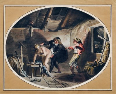 コンペア・ピエールの牝馬。(エングレービングと水彩画 作： Johann Heinrich Ramberg