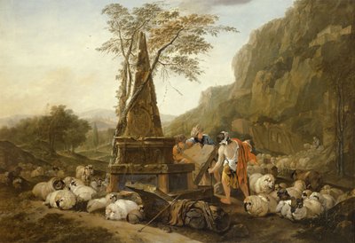 井戸でのジェイコブとレイチェルの出会い 作： Johann Heinrich Roos