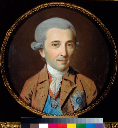ニコライ・イワノビッチ・サルティコフ王子の肖像 (1736-1816) - Oeuvre de Johann Heinrich Schmidt (1749-1829)、紙にパステル (27.5x27.5 cm)、1780年頃 - ニコライ・イワノビッチ・サルティコフ王子の肖像、J.H. 鍛冶屋 作： Johann Heinrich Schmidt