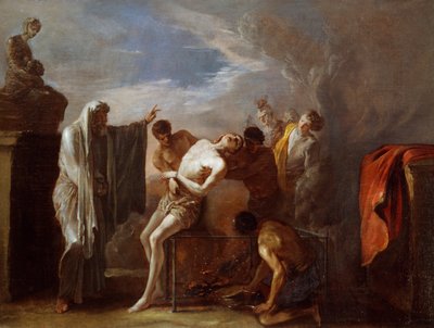 Johann Heinrich Schonfeld (ca 1609-1683) による聖ローレンスの殉教、キャンバスに油彩、75x101 cm 作： Johann Heinrich Schonfeldt
