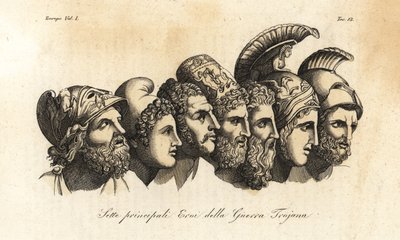 トロイア戦争の主要な7人の英雄の胸像 作： Johann Heinrich Wilhelm (after) Tischbein
