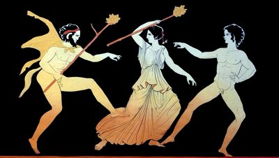 サテュロス、メナド、ディオニュソスの男性信奉者が熱狂的に踊る 1796 年頃 (銅版画) 作： Johann Heinrich Wilhelm Tischbein