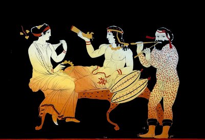 メナードとアウロスを演奏するサテュロスが出席したディオニシウス c.1796 (銅板の彫刻) 作： Johann Heinrich Wilhelm Tischbein