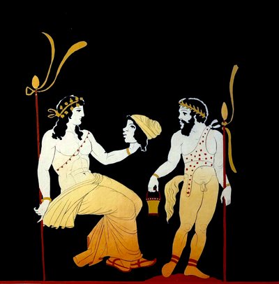 マスクを保持しているディオニュソス c.1796 (銅板の彫刻) 作： Johann Heinrich Wilhelm Tischbein