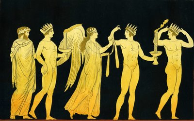 栄光の女神ナイキが3枚の月桂樹の優勝者に勝利のサッシュを授与c.1796 作： Johann Heinrich Wilhelm Tischbein