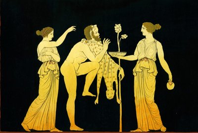 2つのマエナドがディオニソスc.1796にワインを提供 作： Johann Heinrich Wilhelm Tischbein