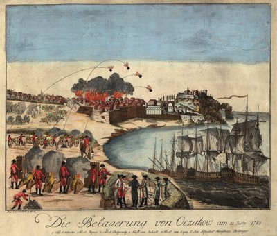 1788 年 12 月のオチャコフ要塞包囲戦。 作： Johann Hieronymus Loeschenkohl