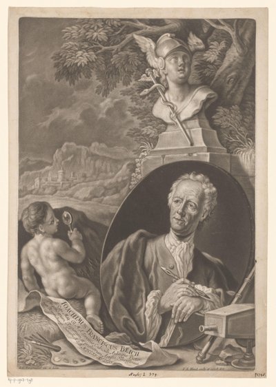 80歳のヨアヒム・フランツ・バイヒの肖像 作： Johann Jacob Haid