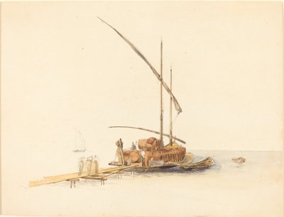 ヴヴェイの帆船に積み込まれたワイン樽 作： Johann Jacob Ulrich