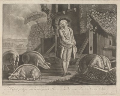 放蕩息子が最大の不幸に陥る 作： Johann Jacobus Haid