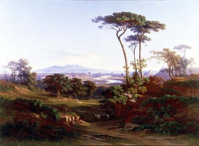 ローマの風景」（油彩・キャンバス） 作： Johann Jakob Frey