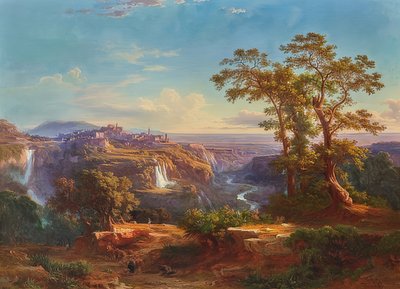 チボリと滝の眺め。 1860 作： Johann Jakob Frey
