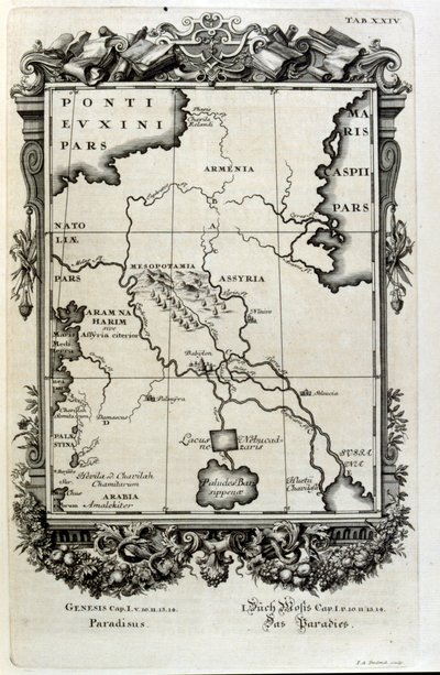 スイスの学者による「Physica Sacra」の銅版画。 ヨハン・ヤコブ・ショイツァー 作： Johann Jakob Scheuchzer