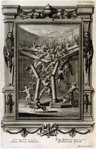 サムソンはバアルの神殿を破壊する 作： Johann Jakob Scheuchzer