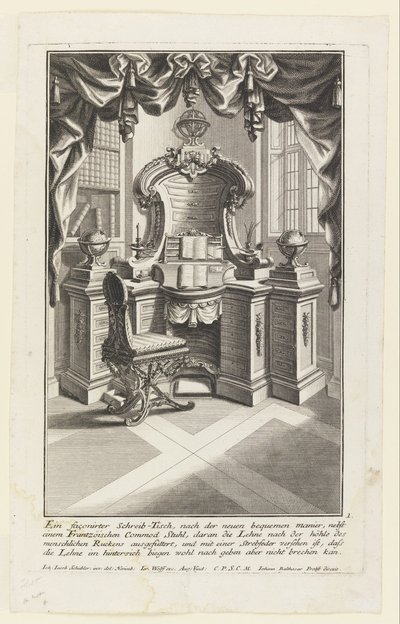 形をした机、...（執筆机と椅子） 作： Johann Jakob Schübler