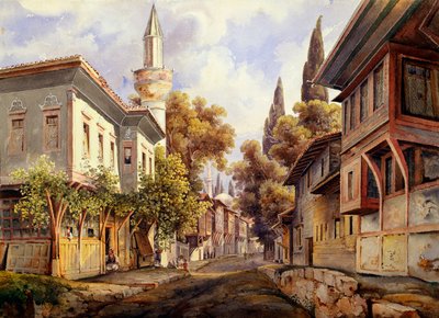「コンスタンティノープルの通り」、1835 作： Johann Jakob Wolfensberger