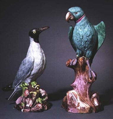 オーガスタス・レックス・マイセンのアジサシとインコのフィギュア（磁器 作： Johann Joachim Kaendler