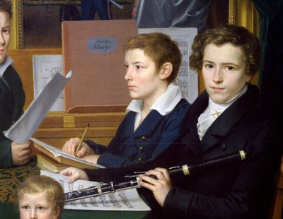 フルートを持つ少年、書道家 Heinrings の子供たちの詳細 作： Johann Kaspar Benedict Beckenkamp