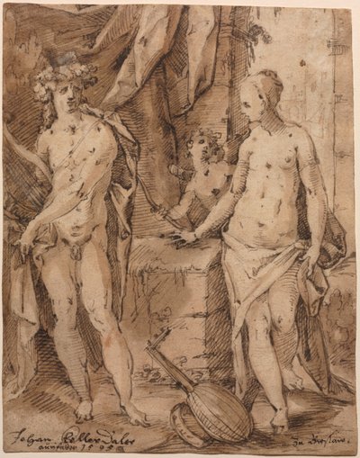 エラトとキューピッドを連れたアポロン、1595年。 作： Johann Kellerthaler