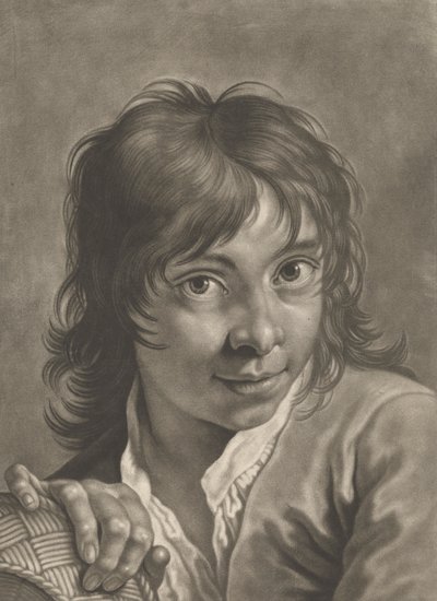 バスケットを持つ少年の肖像 作： Johann Lorenz Haid