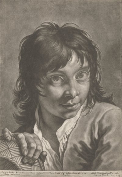 バスケットを持つ少年の肖像 作： Johann Lorenz Haid