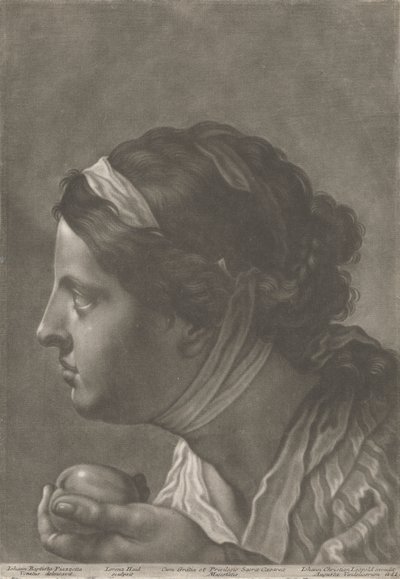 果物を保持している女性の肖像画 作： Johann Lorenz Haid
