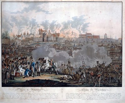 1809年4月23日のラチスボンの戦い（bataille de Ratisbonne ou Regensburg） - Rugendas, Johann Lorenz, the Younger (1775-1826) - 1809 - Aquatint - 54,6x65,4 - Private Collection 作： Johann Lorenz Rugendas