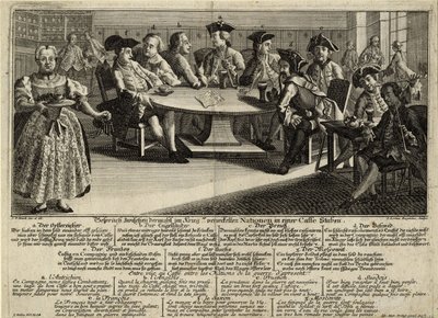 カフェでの戦争に参加した 7 か国間の会話、1757 年 作： Johann Lorenz Rugendas the Elder
