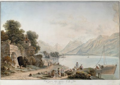 ラ・トゥール・ド・ペイユからのレマン湖の眺め 作： Johann Ludwig Aberli
