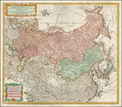ヨハン・マティアス・ハーゼによる1730年のロシアと韃靼の地図 作： ヨハン・マティアスうさぎ