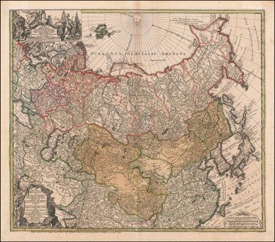 1739年、ヨハン・マティアス・ハーゼによるロシアと韃靼の地図 作： ヨハン・マティアスうさぎ