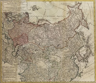 ロシアの地図 出典: ロシアとタルタリアの全帝国 作： Johann Matthias Hase