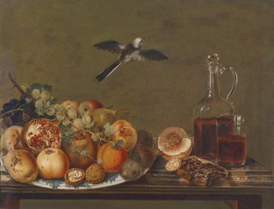 イチジクとリンゴのある静物 作： Johann Matthias Wurzer