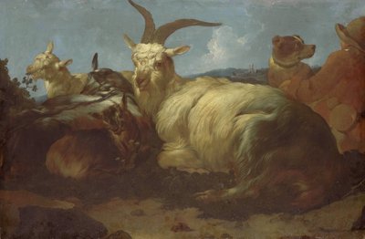 動物を見つめるヤギ飼い 作： Johann Melchior Roos