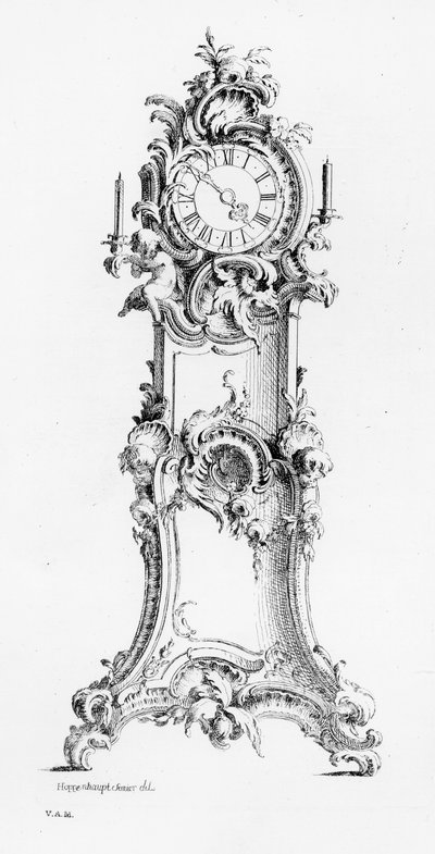 ロングケース時計のデザイン、1750年頃 作： Johann Michael Hoppenhaupt