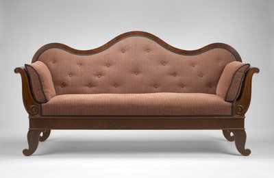 ソファ、c。 1855年（黒クルミ;黒クルミ単板、正体不明の二次木材、およびモダンな室内装飾品） 作： Johann Michael Jahn