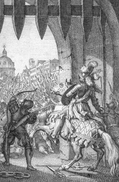 The Entered to Rome by Henry VII of Luxembourg (1275-1313) in 1312 (Henry VII, Holy Roman Emperor as he entered into Rome to be crowned as emperor 1312) Engraving by Johann Michael Mettenleiter (1765-1853) 1800 Private Collection   1458100   ja       japan 作： Johann Michael Mettenleiter