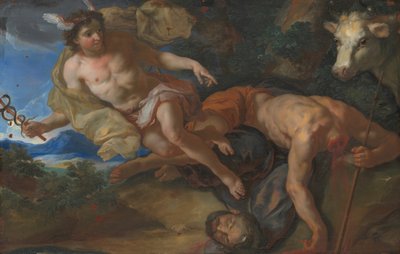 マーキュリーがアルゴスの首をはねた後、変装したイオを救出するシーン（169095年頃）。 作： Johann Michael Rottmayr