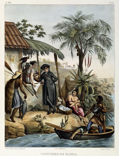 バイーアのコスチューム、「絵のような航海からブラジルへ」、1835 作： Johann Moritz Rugendas