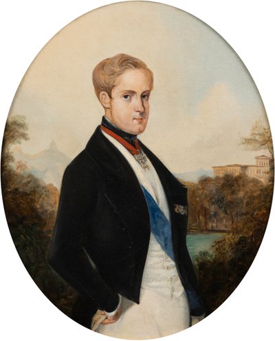 ブラジル皇帝ピョートル 2 世の肖像、1825 年から 1891 年、1846 年。 作： Johann Moritz Rugendas