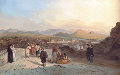 サンタルチアの丘から西を向いたサンティアゴデチリ、1841年 作： Johann Moritz Rugendas