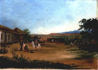 ラ・ウエルタ」農場での画家の自画像 作： Johann Moritz Rugendas