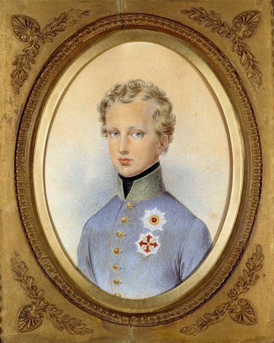 ナポレオン1世とオーストリアのマリー・ルイーズの息子、ライヒシュタット公爵（1811-1832）の肖像 絵画：ヨハン・ネポムク・エンダー（1793-1854） 1830年 個人蔵 - ナポレオン1世とオーストリアのマリー・ルイーズの息子、ライヒシュタット公爵（1811-1832）の肖像 作： Johann Nepomuk Ender