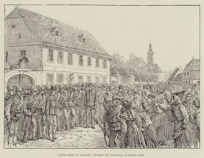 Bekes CsabaにあるTownhallの外のハンガリーでの労働暴動 作： Johann Nepomuk Schonberg